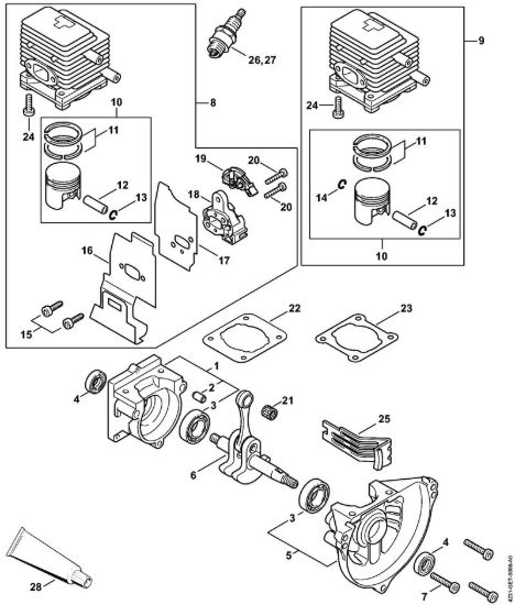Carter albero a gomito, cilindro FH 75 FH 75 brand Stihl